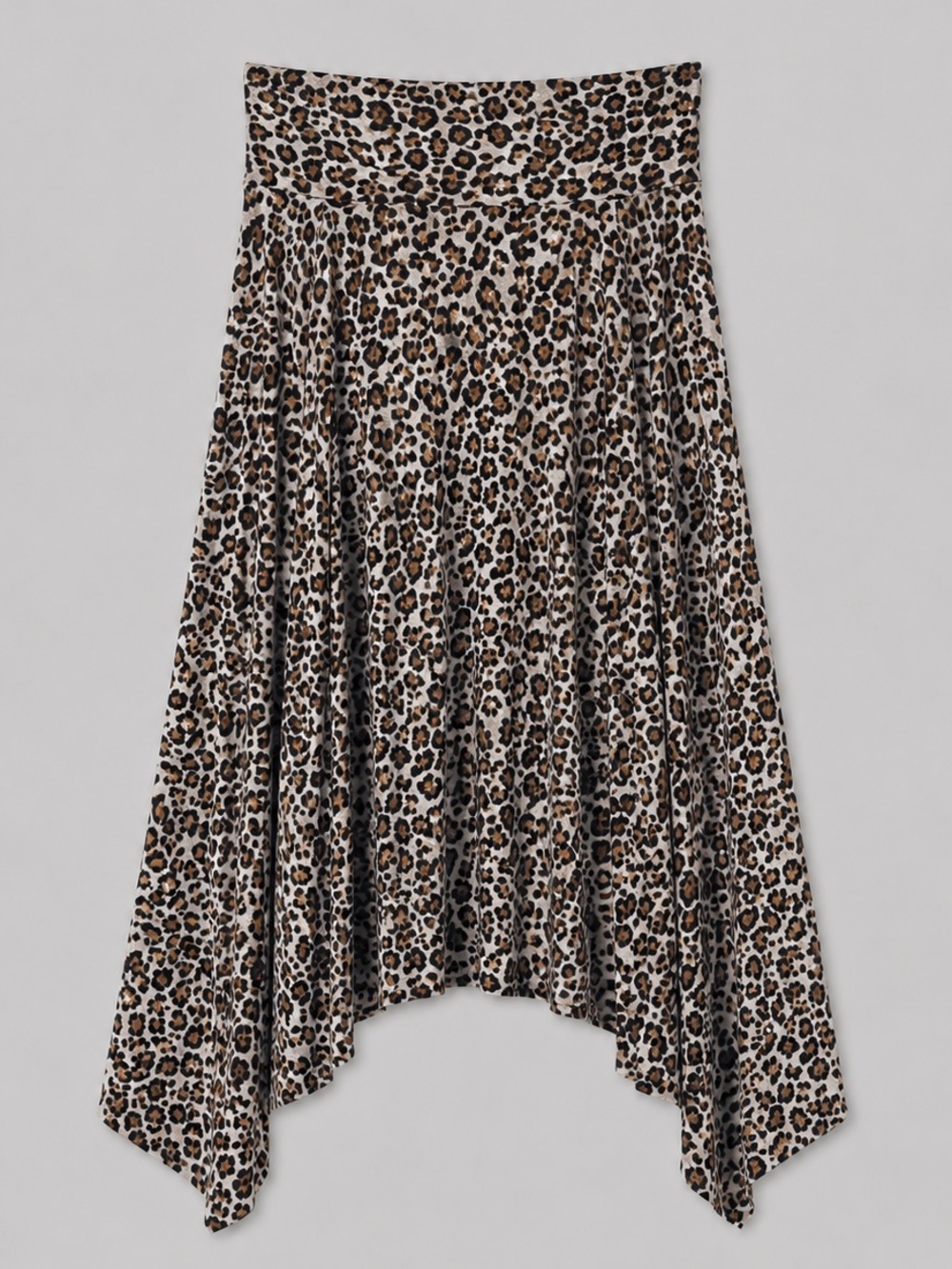 Leopard Cheetah Print Asymmetric Skirt Size XL Retro Animal Retro Bohemian
